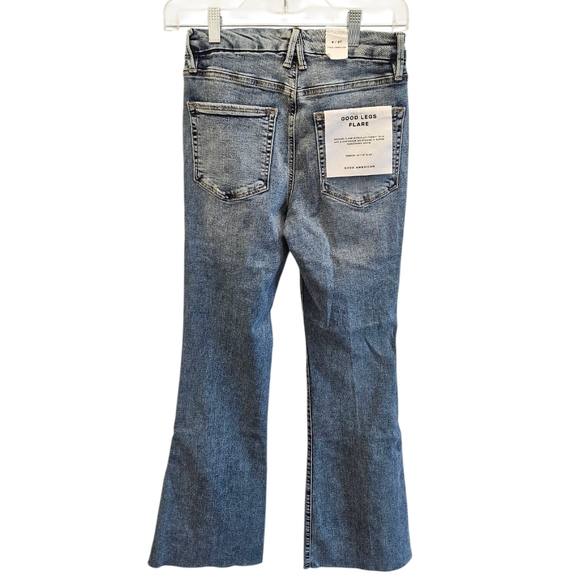 Good American Good Legs Flare Button Fly Jeans Indigo NEW - Picture 2 of 7